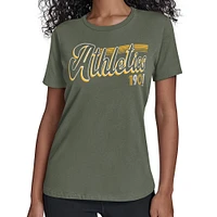 Women's Starter  Green Athletics Groovy Script Team Fitted T-Shirt