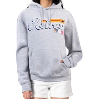 Women's Starter Gray Houston Astros Groovy Script Team Fleece Pullover Hoodie