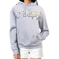 Women's Starter Gray Pittsburgh Pirates Groovy Script Team Fleece Pullover Hoodie