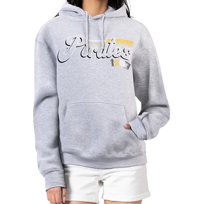 Women's Starter Gray Pittsburgh Pirates Groovy Script Team Fleece Pullover Hoodie