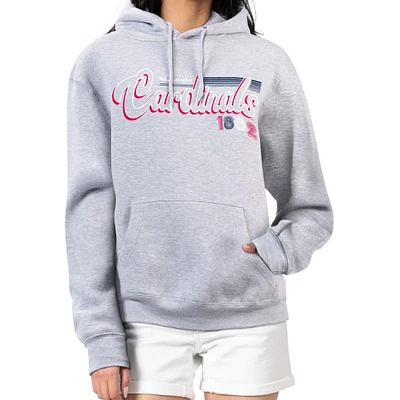 Women's Starter Gray St. Louis Cardinals Groovy Script Team Fleece Pullover Hoodie
