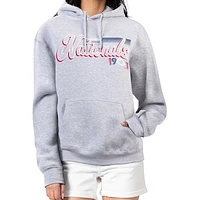Women's Starter Gray Washington Nationals Groovy Script Team Fleece Pullover Hoodie