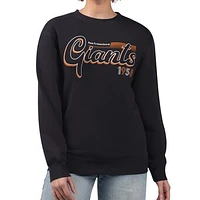 Women's Starter Black San Francisco Giants Groovy Script Team Fleece Pullover Sweatshirt