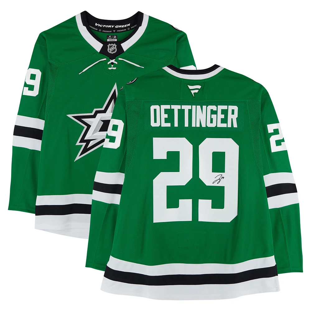 Jake Oettinger Dallas Stars Autographed Kelly Green Fanatics Premium Jersey