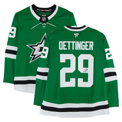 Jake Oettinger Dallas Stars Autographed Kelly Green Fanatics Premium Jersey