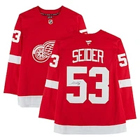 Moritz Seider Detroit Red Wings Autographed Red Fanatics Premium Jersey