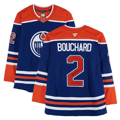 Evan Bouchard Edmonton Oilers Autographed Royal Fanatics Premium Jersey