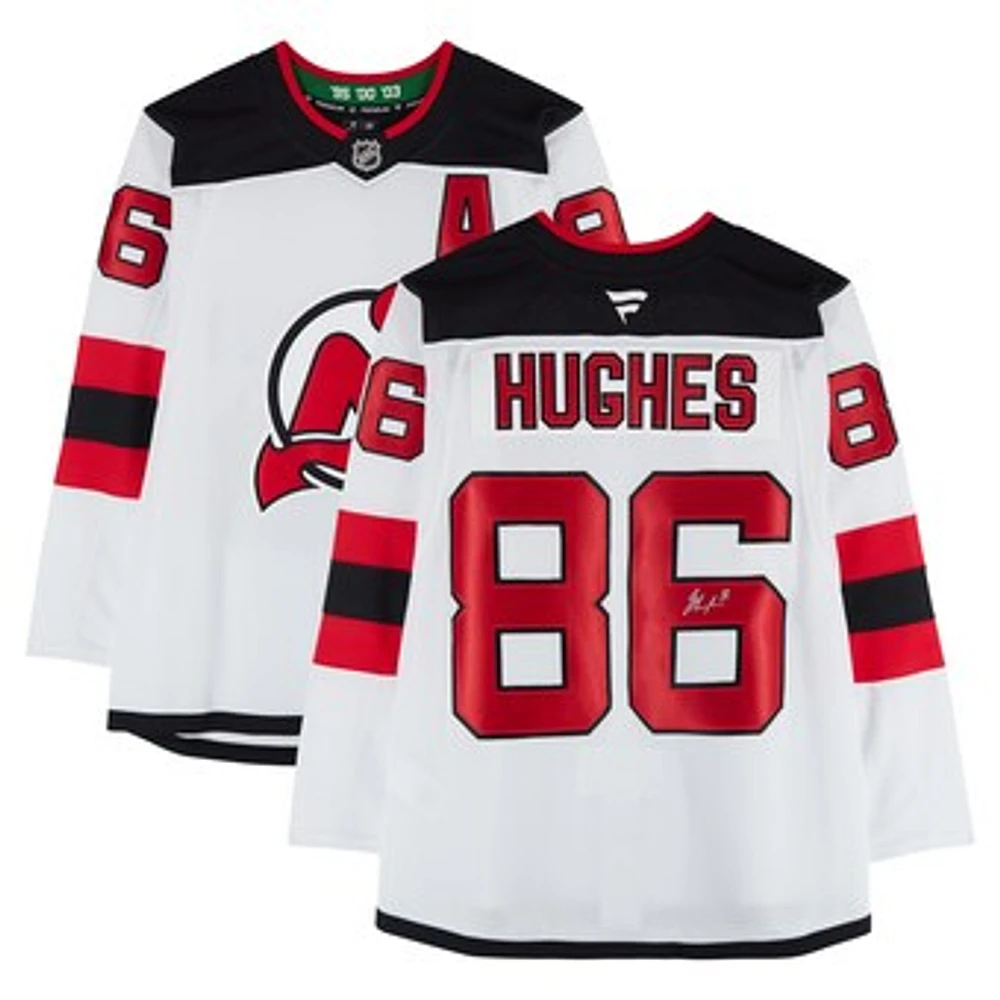 Jack Hughes New Jersey Devils Autographed White Fanatics Premium Jersey