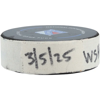 Pierre-Luc Dubois Washington Capitals Game-Used Goal Puck vs. New York Rangers on March 5, 2025