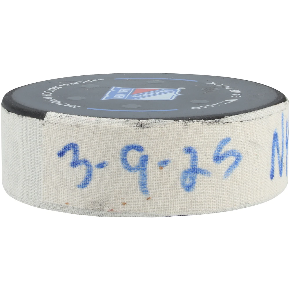 Chris Kreider New York Rangers Game-Used Goal Puck vs. Columbus Blue Jackets on March 9, 2025