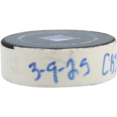 Mathieu Olivier Columbus Blue Jackets Game-Used Goal Puck vs. New York Rangers on March 9, 2025