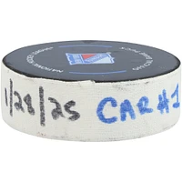 Andrei Svechnikov Carolina Hurricanes Game-Used Goal Puck vs. New York Rangers on January 28, 2025 - First of Two Goals Scored