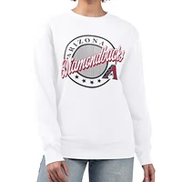 Women's G-III 4Her by Carl Banks White Arizona Diamondbacks Pinstripe Circle Team Fleece Pullover Sweatshirt