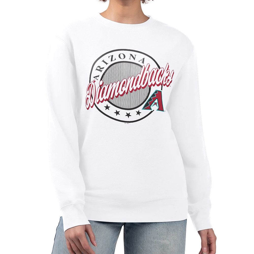 Women's G-III 4Her by Carl Banks White Arizona Diamondbacks Pinstripe Circle Team Fleece Pullover Sweatshirt