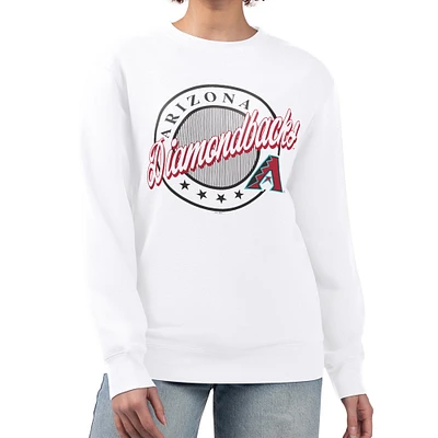 Women's G-III 4Her by Carl Banks White Arizona Diamondbacks Pinstripe Circle Team Fleece Pullover Sweatshirt
