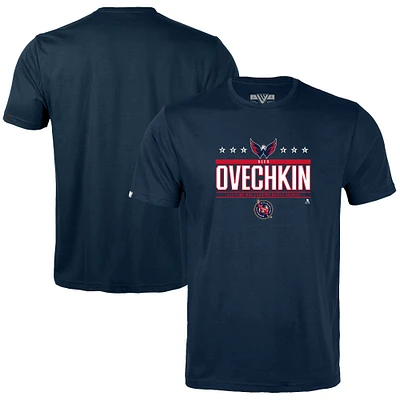 Youth Levelwear Alexander Ovechkin Navy Washington Capitals NHL All-Time Leading Goal Scorer Milestone Stars Name & Number Little Richmond T-Shirt