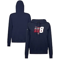 Women's Levelwear Alexander Ovechkin Navy Washington Capitals NHL All-Time Leading Goal Scorer Milestone Stripes Name & Number Adorn Pullover Hoodie