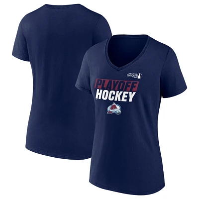 Women's Navy Colorado Avalanche 2025 Stanley Cup Playoffs Breakout V-Neck T-Shirt