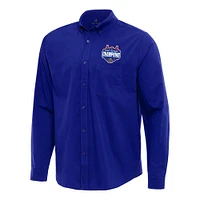 Men's Antigua  Royal Florida Gators 2025 NCAA Basketball National Champions Flight Woven Tri-Blend Long Sleeve Button-Down Shirt