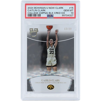 Caitlin Clark Iowa Hawkeyes 2024 Bowman U Now Black Cracked Ice #15 #12/22 PSA Authenticated 10 Card