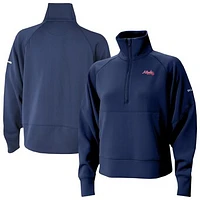 Women's Columbia Navy Atlanta Braves Wickhams Hills Raglan Omni-Wick Quarter-Zip Pullover