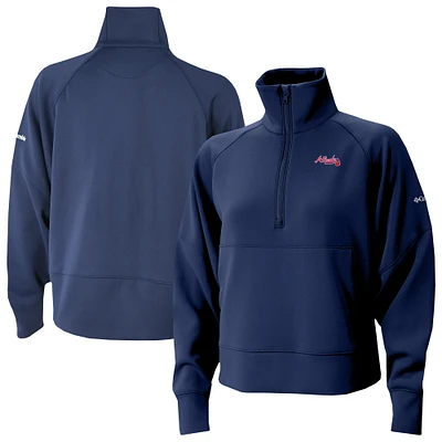 Women's Columbia Navy Atlanta Braves Wickhams Hills Raglan Omni-Wick Quarter-Zip Pullover