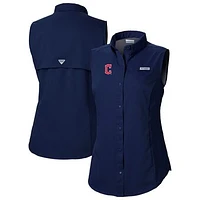 Women's Columbia Navy Cleveland Guardians Tamiami Sleeveless Shirt