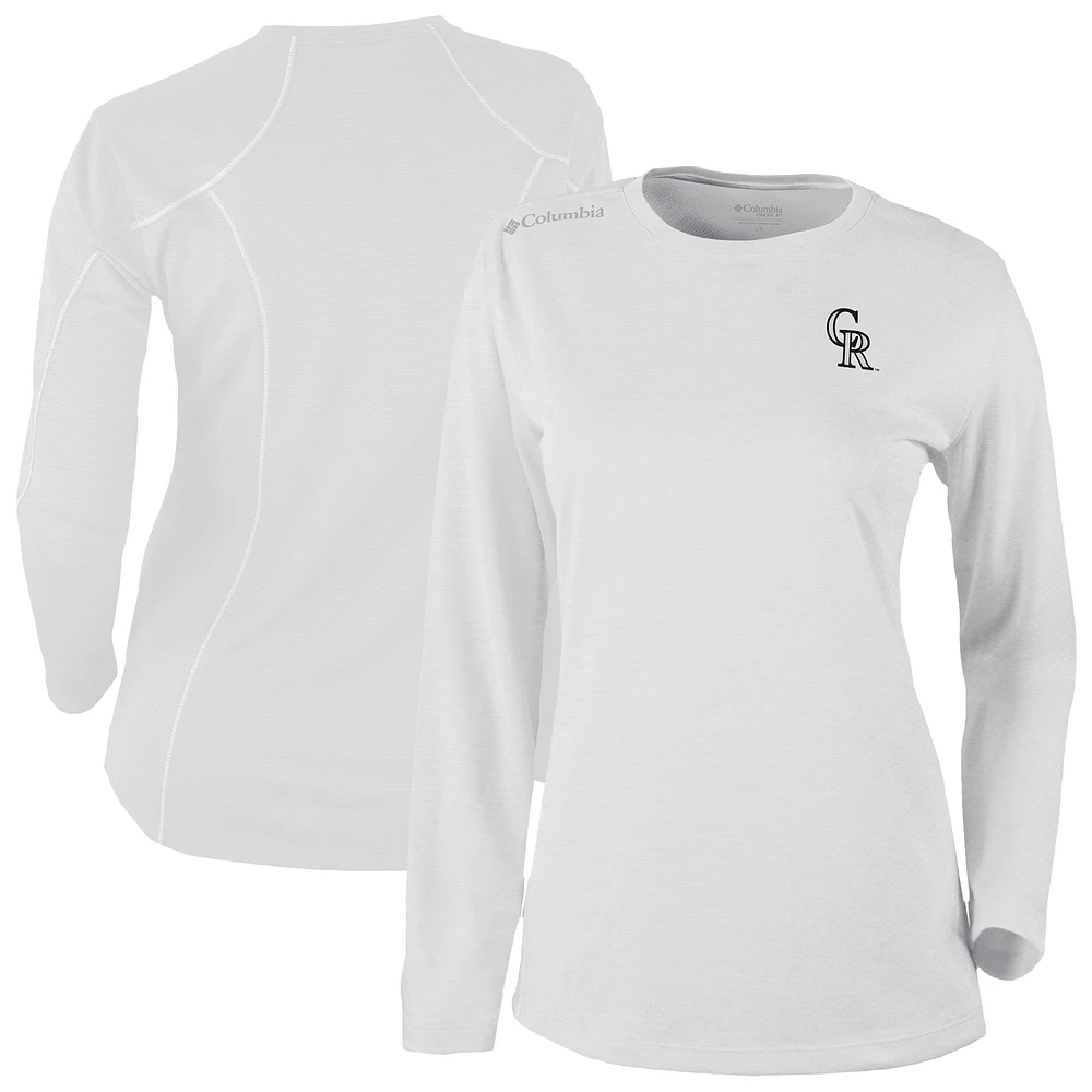 Women's Columbia White Colorado Rockies Shotgun Long Sleeve T-Shirt