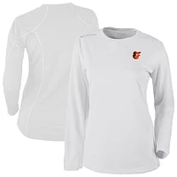Women's Columbia White Baltimore Orioles Shotgun Long Sleeve T-Shirt