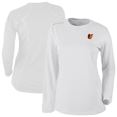 Women's Columbia White Baltimore Orioles Shotgun Long Sleeve T-Shirt