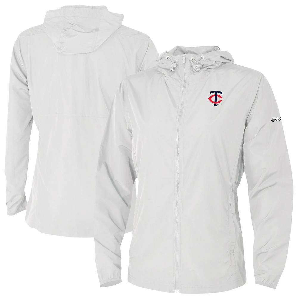 Women's Columbia White Minnesota Twins The Prodigy Full-Zip Windbreaker