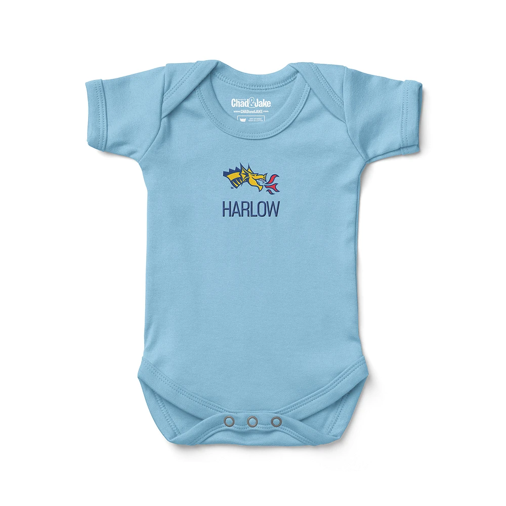 Infant Chad & Jake Blue Drexel Dragons Logo Personalized Bodysuit