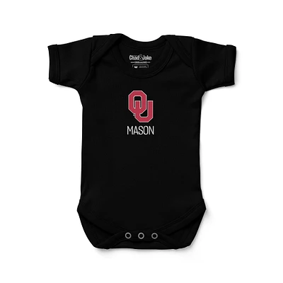 Infant Chad & Jake Black Oklahoma Sooners Logo Personalized Bodysuit