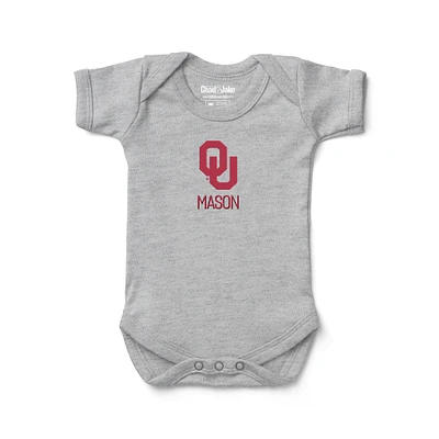 Infant Chad & Jake Heather Gray Oklahoma Sooners Logo Personalized Bodysuit
