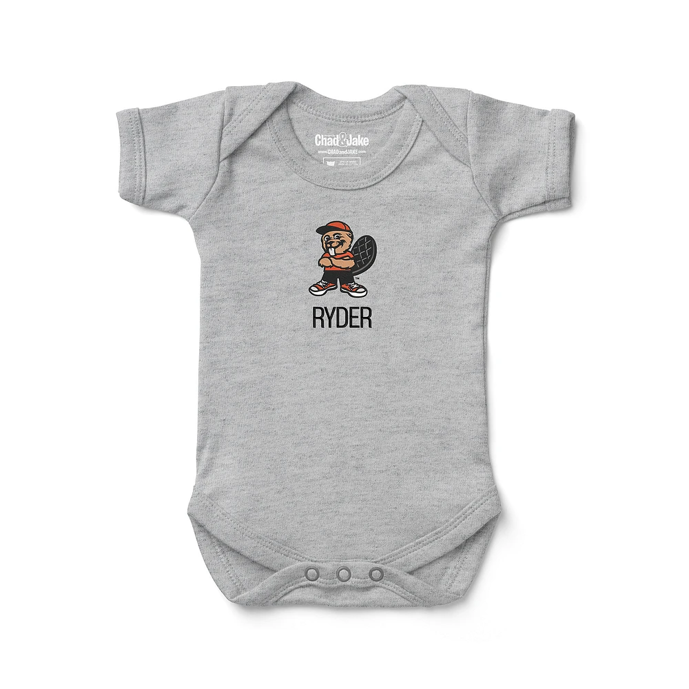 Infant Chad & Jake Heather Gray Oregon State Beavers Logo Personalized Bodysuit