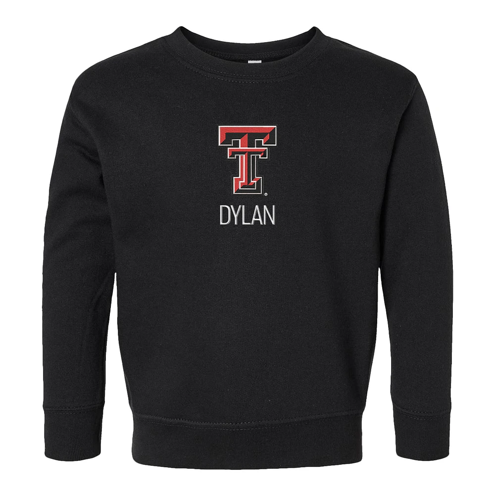 Toddler Chad & Jake Black Texas Tech Red Raiders Logo Personalized Pullover Sweatshirt
