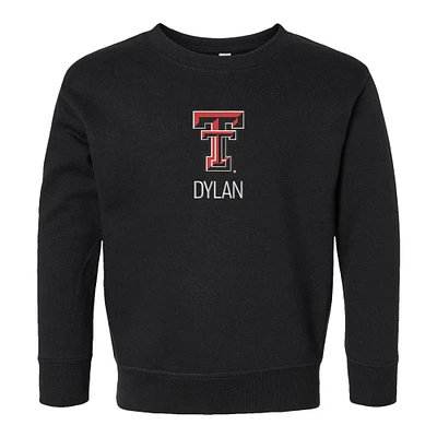 Toddler Chad & Jake Black Texas Tech Red Raiders Logo Personalized Pullover Sweatshirt