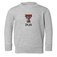 Toddler Chad & Jake Heather Gray Texas Tech Red Raiders Logo Personalized Pullover Sweatshirt