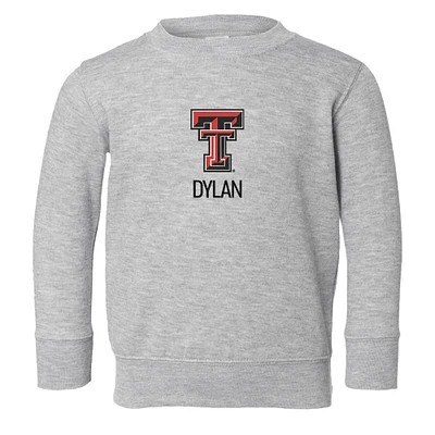 Toddler Chad & Jake Heather Gray Texas Tech Red Raiders Logo Personalized Pullover Sweatshirt