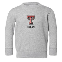 Toddler Chad & Jake Heather Gray Texas Tech Red Raiders Logo Personalized Pullover Sweatshirt