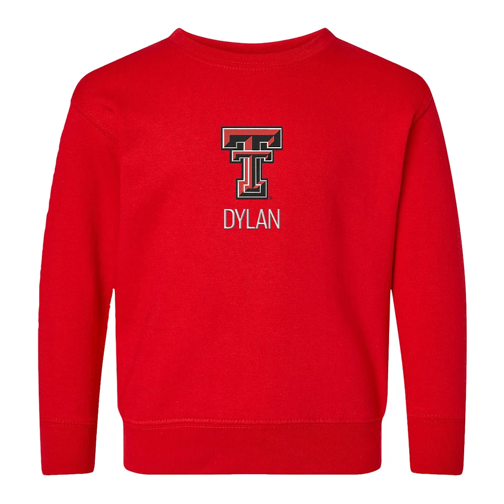 Toddler Chad & Jake Red Texas Tech Raiders Logo Personalized Pullover Sweatshirt