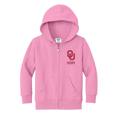 Toddler Chad & Jake Pink Oklahoma Sooners Personalized Full-Zip Hoodie