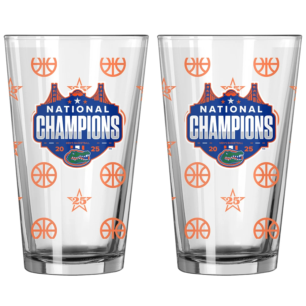 Florida Gators 2025 NCAA Men's Basketball National Champions Two-Pack 16oz. Pattern Pint Glass Set