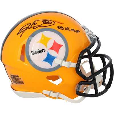 Hines Ward Pittsburgh Steelers Autographed Riddell Gold Speed Mini Helmet with "SB XL MVP" Inscription