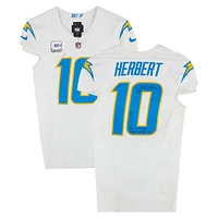 Justin Herbert Los Angeles Chargers Autographed Game-Used #10 White Nike Jersey vs. Denver Broncos on October 13, 2024 With Multiple Inscriptions