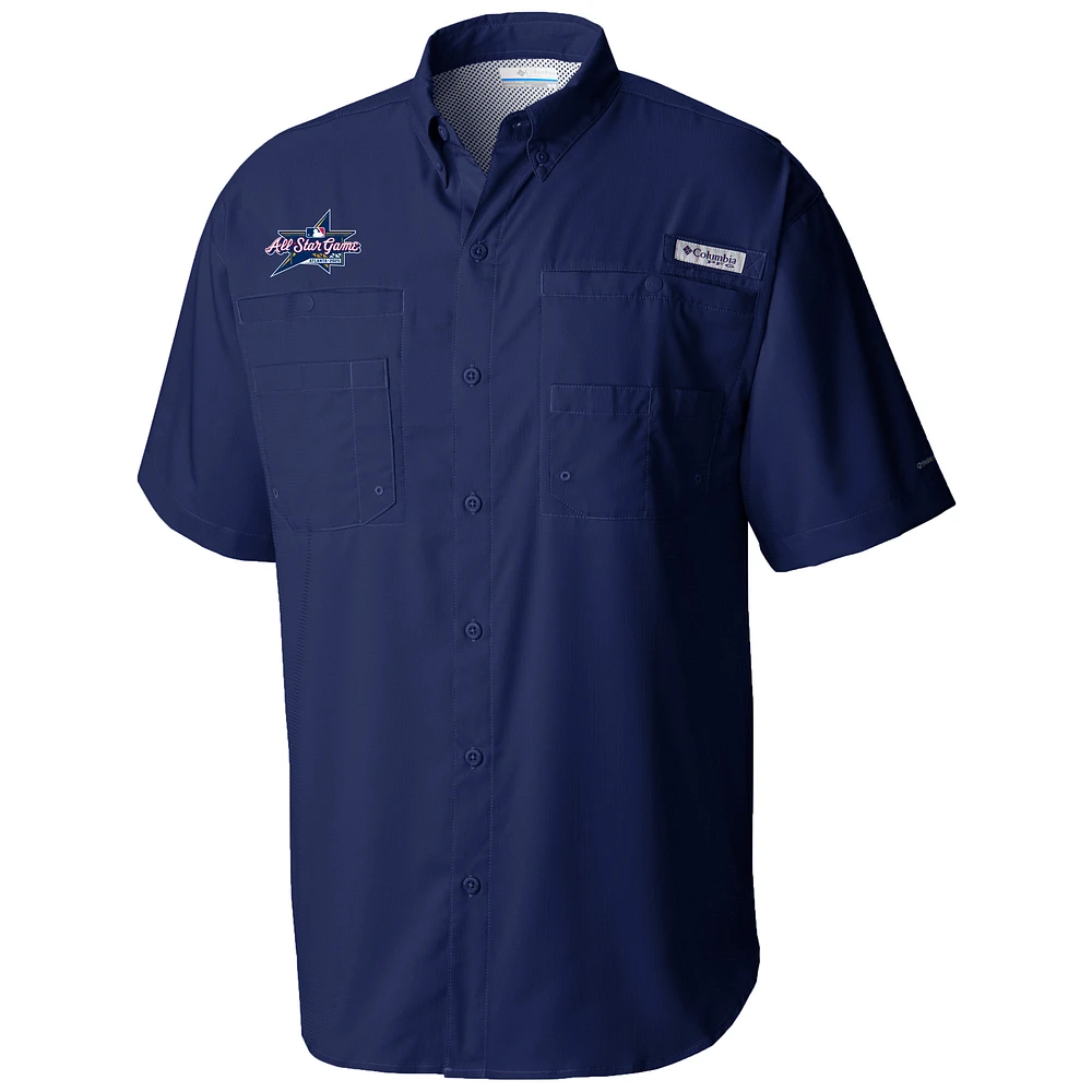 Men's Columbia Navy 2025 MLB All-Star Game Tamiami Short Sleeve Omni-Wick Button-Down Shirt