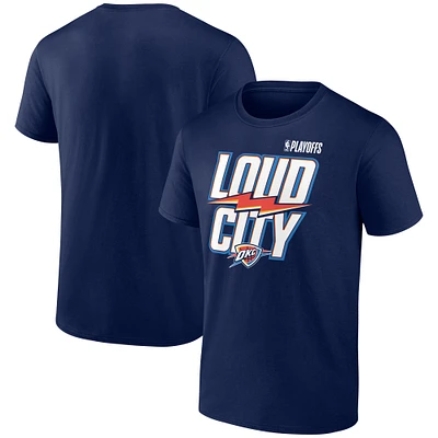 Men's Navy Oklahoma City Thunder 2025 NBA Playoffs Loud Slogan T-Shirt