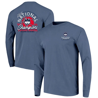 Men's Navy UConn Huskies 2025 NCAA Women's Basketball National Champions Comfort Colors Long Sleeve T-Shirt