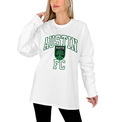 Women's Gameday Couture  White Austin FC Oversized Long Sleeve T-Shirt