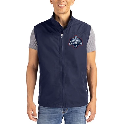Men's Cutter & Buck Navy UConn Huskies 2025 NCAA Women's Basketball National Champions Big Tall Charter Eco Recycled Full-Zip Vest